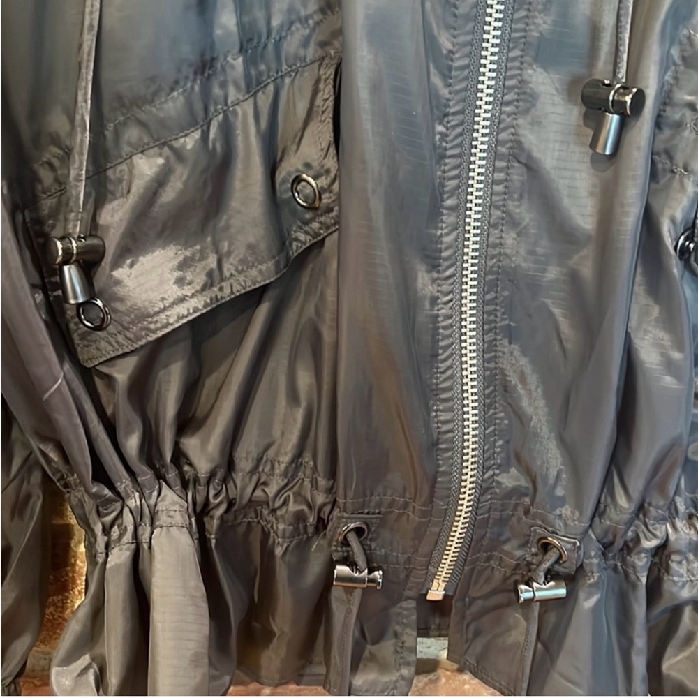 Free people rain / windbreaker charcoal grey zip up jacket rip stop parachute - Picture 4 of 10